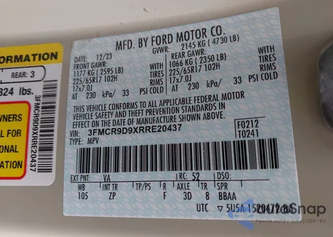 2024 Ford Bronco Sport Badlands z USA, uszkodzony, nr VIN 3FMCR9D9XRRE20437